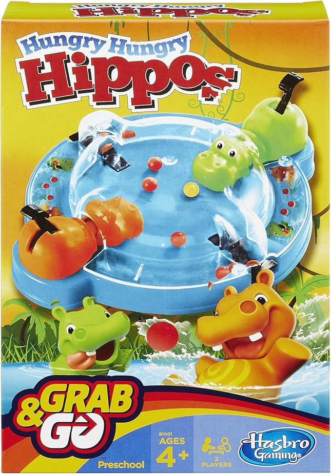 Hasbro Gaming Elefun & Friends Hungry Hungry Hippos Grab & Go Game (Includes 2 Chomping Hippos)