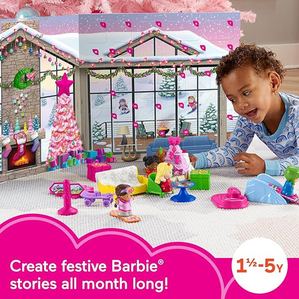 Fisher-Price Little People Barbie Toddler Toy Advent Calendar Playset, 24 Christmas Figures & Pieces for Pretend Play Kids Ages 18+ Months (Amazon Exclusive)