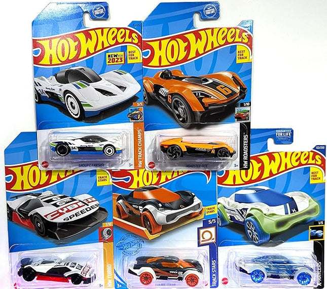 Hot Wheels - 5 Pack - Random Track Stars - Track Champs - Best for Track - Mint/NrMint Ships Bubble Wrapped in a Sized Box