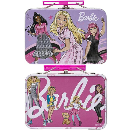 Barbie – Townley Girl Plant Based 4 Pk Swirl Lip Balm with Tin Case Makeup Cosmetic Set for Kids and Girls, Ages 3+, Perfect for Parties, Sleepovers & Makeovers