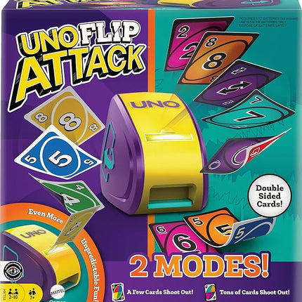 Mattel Games UNO Flip Attack Card Game for Kids, Adults & Family Nights, Combines UNO Flip & Attack in One Game