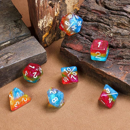 HDdais 7PCS Pansexual-Pride Polyhedral DND Dice Set, Homosexual Flag D&D Dice for RPG and Other Table Games