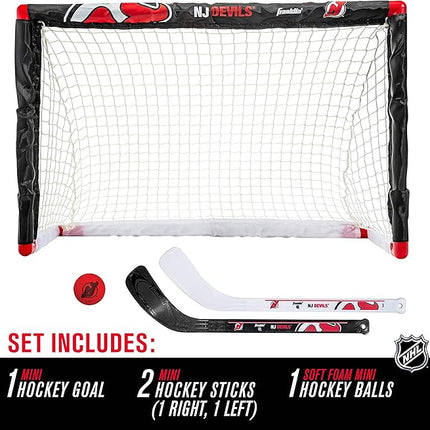 Franklin Sports NHL Mini Hockey Set - Kids Indoor Knee Hockey Goal, Ball, + 2 Stick Combo - Youth Team Indoor Toy Set - Official - Ages 3+