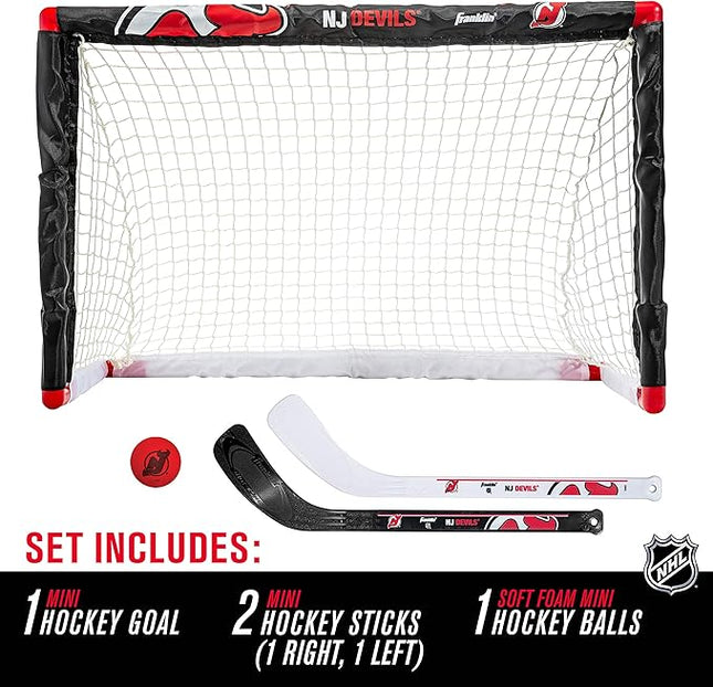 Franklin Sports NHL Mini Hockey Set - Kids Indoor Knee Hockey Goal, Ball, + 2 Stick Combo - Youth Team Indoor Toy Set - Official - Ages 3+