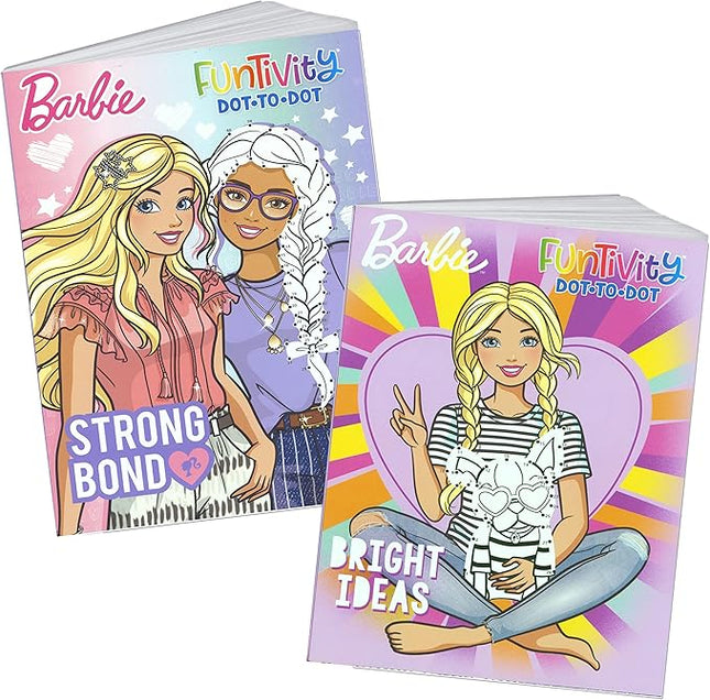 Activity Book Barbie Funtivity Dot-to-Dot Activity & Coloring Book Set for Kids Toddlers - Set of 2 Books 'Bright Ideas' & 'Strong Bond'