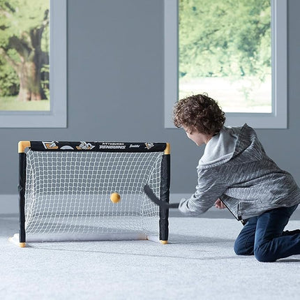 Franklin Sports NHL Mini Hockey Set - Kids Indoor Knee Hockey Goal, Ball, + 2 Stick Combo - Youth Team Indoor Toy Set - Official - Ages 3+