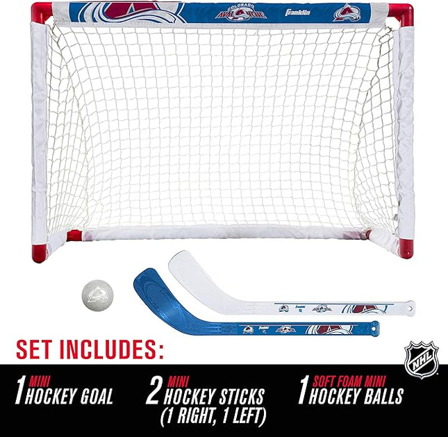 Franklin Sports NHL Mini Hockey Set - Kids Indoor Knee Hockey Goal, Ball, + 2 Stick Combo - Youth Team Indoor Toy Set - Official - Ages 3+