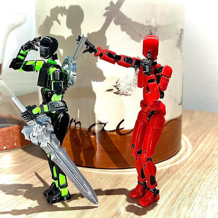 (Assembly Completed) 2 Packs T13 Action Figure Set, Dummy 13 3D Printed ActionFigure Toy Gifts for Kids, Robot 13 Action Figure Full Body Mechanical Doll Christmas Birthday Gift for Boys Girls