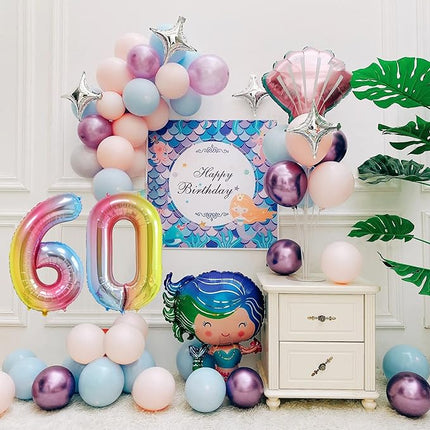 Smlpuame 40 Inch Number Balloons 0-9 Rainbow Gradient Large Number 60 Balloons, Digital Balloons for Birthday Party Celebration Decorations, Helium Foil Number Balloons for Wedding Anniversary