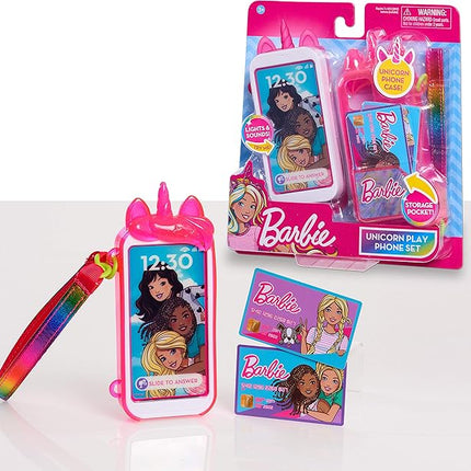 Barbie Unicorn Play Phone Set with Lights and Sounds, Unicorn Phone Case and Wristlet, Toy Cell Phone for Kids, Kids Toys for Ages 3 Up by Just Play