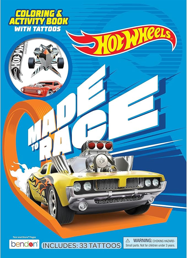 Hot Wheels 48 Page Coloring and Activity Book with Temporary Tattoos, 59068 Bendon