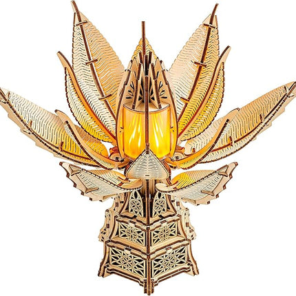 Wood Trick Fiery Bloom Luminous LED 3D Wooden Puzzles for Adults to Build - Interactive Mechanical Movement - Engineering DIY Project Mechanical 3D Puzzle Model Kits for Adults