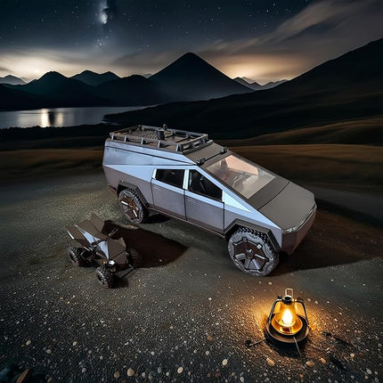1:24 Camping RV Car Model Toys, Pickup Trailer RV Metal Pick-Up Truck Trailer Toy with Motorcycle Pickup Truck Model with Sound Light Pull Back and Super Realistic Exterior Vehicle Gifts（Dark Grey