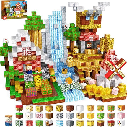 150 PCS Magnetic Blocks - Farm Animals Magnetic Building Blocks Cubes & Magnet Toys, Stacking Magnets, STEM Toys for School Acitivities, Ideal Christmas Birthday Gifts for Boys Age 3+ Years Old