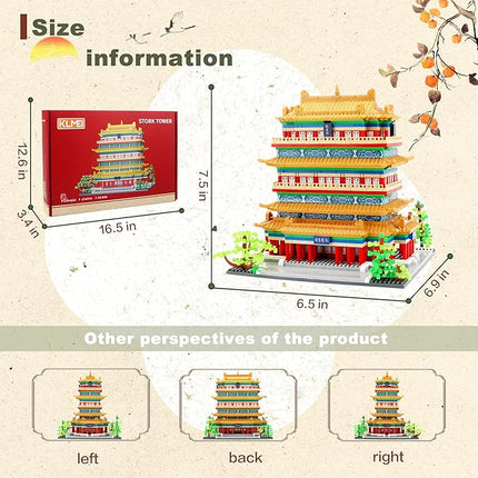 Chinese Architecture Micro Building Blocks Set Stork Tower Collectible 2196PCS Creative Toy Building Sets for Adults and Kids Age 14+