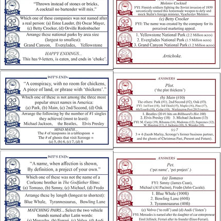 Wit's End — A Smart, Mind-Bending Trivia & Brain Teaser Game That Will Challenge Your Wits & Knowledge — Adult & Family Night Fun