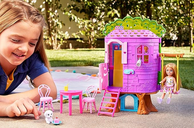Chelsea Barbie Doll And Treehouse Playset With Pet Puppy