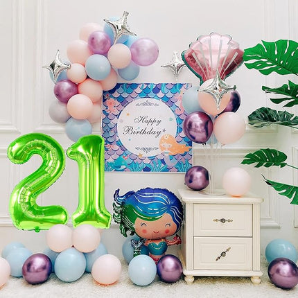 Smlpuame 40 inch Number Balloon 0-9 Green Large Number 21 Balloons,Digital Balloons for Birthday Party Celebration Decorations Supplies, Helium Foil Number Balloons for Wedding Anniversary