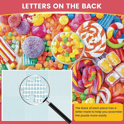 500 Piece Jigsaw Puzzle for Adults-Candy Puzzles, Colorful Candy Adult Puzzle 500 Pieces, Challenging Puzzle for Adults 500 Pieces, House Party Games, Best Gift for Mom, Dad, Family and Friends
