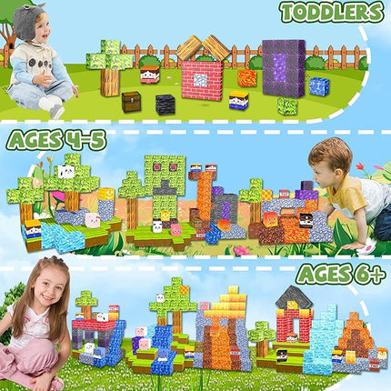 Magnetic Blocks,170PCS Magnetic Building Blocks Upgraded Sensory Toys Construction Set,Magnets Cubes Building Toys for Kids Games,Toddler Montessori Stacking Magnets for 3+ Boys Girls Birthday Gifts