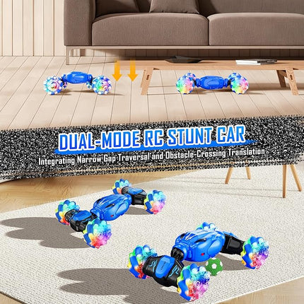 Remote Control Car for Boys 4-7 2.4ghz 4WD Rc Car 360° Rotate Transform Drift with Lights,All Terrains Rc Stunt Car Toys for Boys 6-8 8-12 Birthday