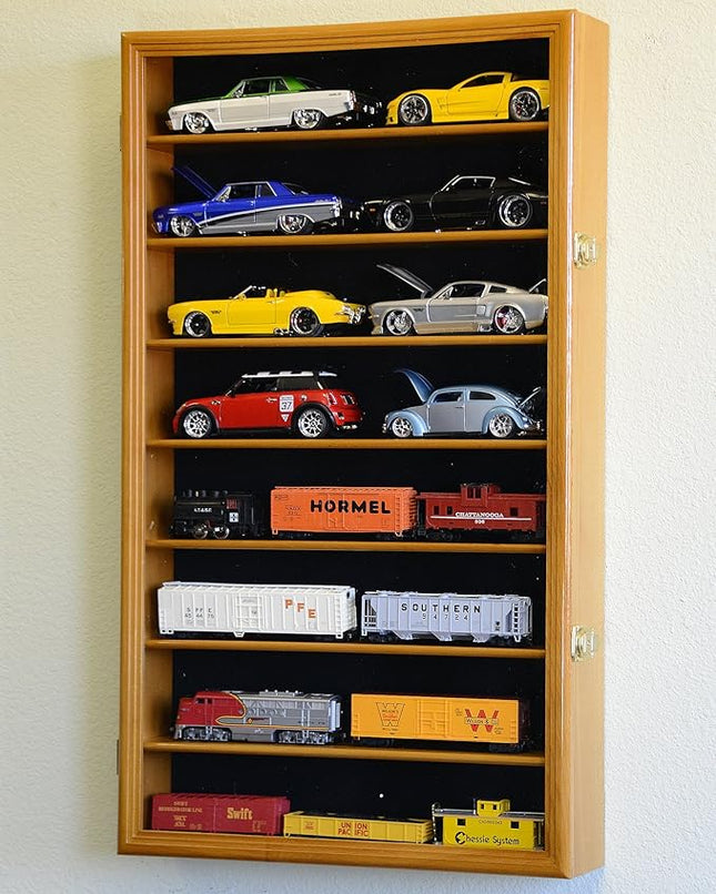 Hot Wheels 1/64 Scale Trailer Rig Model Car Display Case Cabinet w/98% UV Door