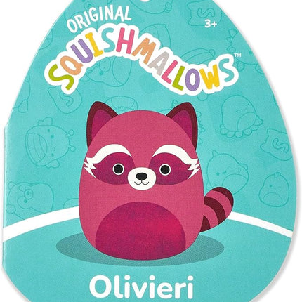 Squishmallows Original 8in Olivieri The Maroon Raccoon with Velvet Accents – Official Jazwares Plush (Little)