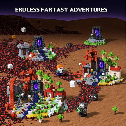 Magnetic Blocks 200 PCS Magnet Building Blocks Cubes Sensory Toys for 3-12 Years Old Gamer Player Kids, Stacking Magnets Birthday Christmas Graduation Gift Set, 0.8 Inch Block, Nether and Overworld