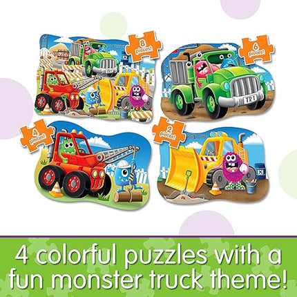 Learning Journey International LLC My First 4-in-A-Box Puzzle – Monster Truck – Educational Toddler Toys & Gifts for Boys & Girls Ages 2 and Up, Multi