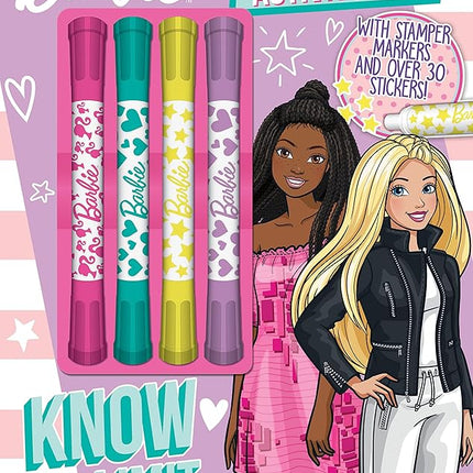 Barbie Coloring Book with Stickers, 4 Stamper Markers Included, 48 Pages, Mattel 54333