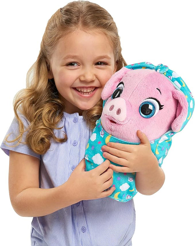 Disney Jr T.O.T.S. Cuddle & Wrap Plush, Pearl the Piglet, Officially Licensed Kids Toys for Ages 3 Up by Just Play