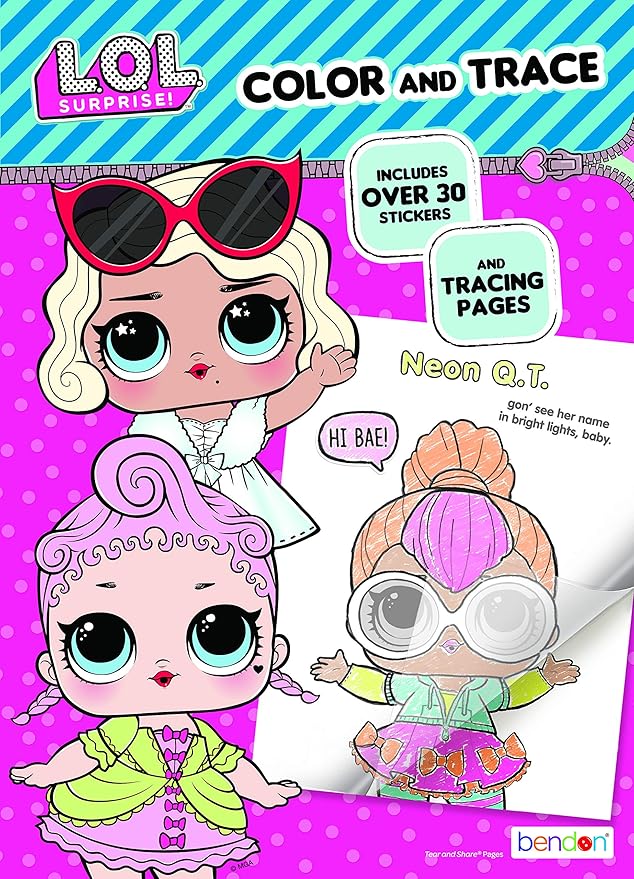 Bendon L.O.L. Surprise! Color & Trace Activity Book 42756,Multicolor