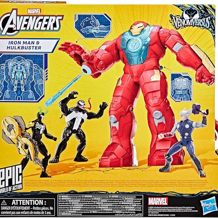 Marvel Avengers VenomVersus Epic World of Action Iron Man & Hulkbuster Armor Figure Set with Accessories, 4-Inch (10 cm) Super Hero Toys, Kids Ages 4+