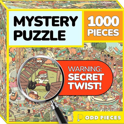 Odd Pieces Jigsaw Puzzles 1000 Pieces - Magic Mystery Story Secret Ending Puzzle - Perfect Game Night for Adults & Kids - Animal Park Theme Challenging (Snack Attack 3)