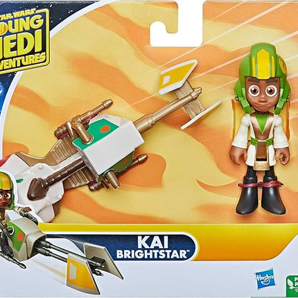 Star Wars: Young Jedi Adventures Kai Brightstar Figure & Speeder Bike, 4-Inch Scale Action Figures & Vehicles, Toys, Preschool Toys for 3 Year Old Boys & Girls