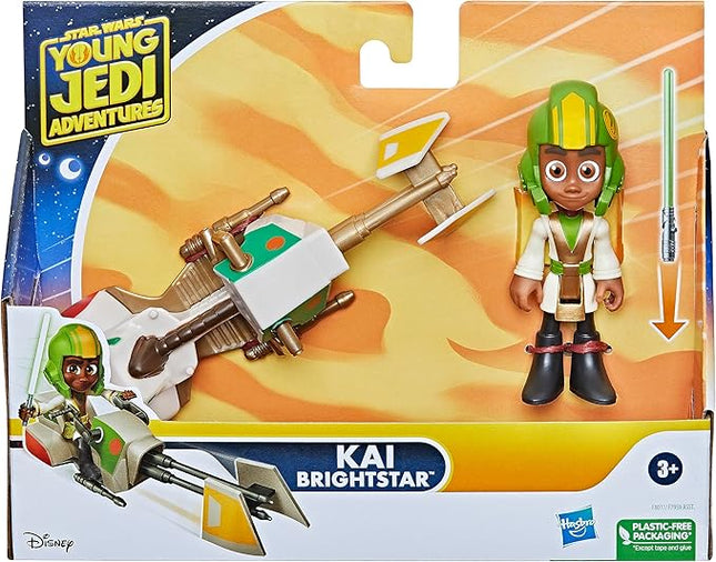 Star Wars: Young Jedi Adventures Kai Brightstar Figure & Speeder Bike, 4-Inch Scale Action Figures & Vehicles, Toys, Preschool Toys for 3 Year Old Boys & Girls