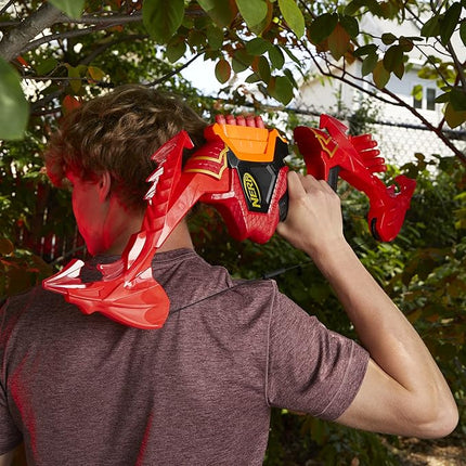 Nerf DragonPower Skyblaze Dart Bow, Inspired by Dungeons and Dragons, Dragon Bow Action, 10 Nerf Darts, 5-Dart Storage