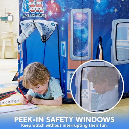 JOYIN Rocket Ship Play Tent for Kids – Glow-in-The-Dark Space Tent with Starry, Astronaut Spaceship Foldable Playhouse for Boys & Girls, Indoor Outdoor Kids Pop-up Play House, Toddler Birthday Toy