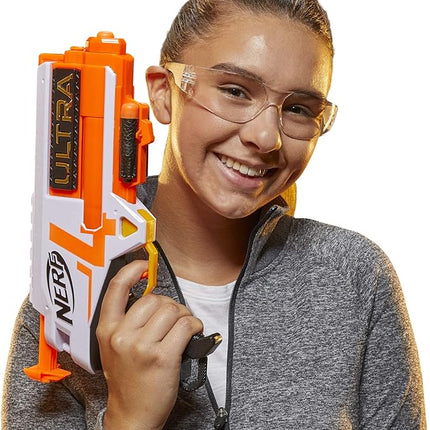 Nerf Ultra Four Dart Blaster - 4 Ultra Darts, Single-Shot Blasting, 2-Dart Storage - Compatible Only Ultra Darts