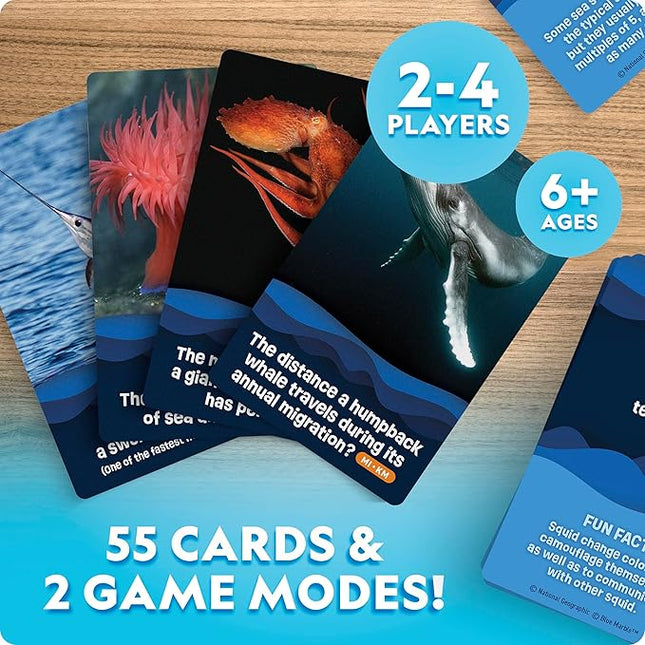 National Geographic Anyone's Guess Ocean Animals Trivia Cards - Kids Trivia Card Game with 55 Jumbo Cards, Animal Games, Kids Trivia Game