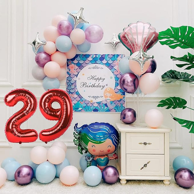 Smlpuame 40 inch Number Balloon 0-9 Red Large Number 29 Balloons,Digital Balloons for Birthday Party Celebration Decorations Supplies, Helium Foil Number Balloons for Wedding Anniversary