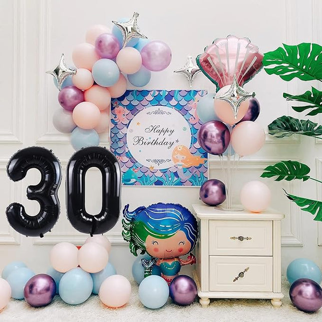 Smlpuame 40 inch Number Balloon 0-9 Black Large Number 30 Balloons,Digital Balloons for Birthday Party Celebration Decorations Supplies, Helium Foil Number Balloons for Wedding Anniversary