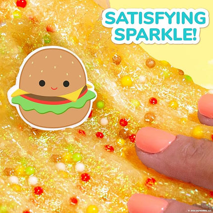 Original Squishmallows Glitter Carl The Burger Charm, Vanilla-Scented Slime, 3 Slime Add-Ins, Pre-Made Sludge Toy for Kids, Great 6 Year Old Toys