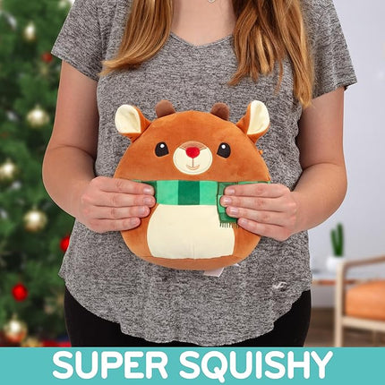 Squishmallows Original 8-Inch Rudolph The Red Nosed Reindeer - Official Jazwares Christmas Plush - Collectible Soft & Squishy Stuffed Animal Toy- Add to Your Squad - Gift for Kids, Girls & Boys
