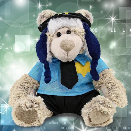 DolliBu Polar Bear Police Officer Super Soft Plush Toy - Soft Polar Bear Cop Stuffed Animal Dress Up with Cute Cop Uniform and Cap Outfit - Gift with Personalization - 10 Inches