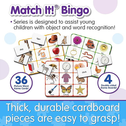 The Learning Journey: Match It! Bingo - Picture Word - Reading Game for Preschool and Kindergarten 36 Picture Word Cards, 9.5" H x 8" W x 0.1" D