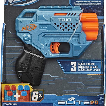Nerf Elite 2.0 Trio SD-3 Blaster - Includes 6 Official Darts - 3-Barrel Blasting - Tactical Rail for Customizing Capability