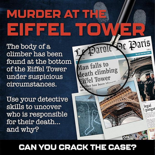 Lucky Egg MMC Death in The Eiffel Tower – Thrilling Murder Mystery Games for Adults in Paris – 22 Realistic Evidence Pieces, 150 Min Gameplay (3/5 Difficulty) – Cold Case Files Game for 1-10 Players