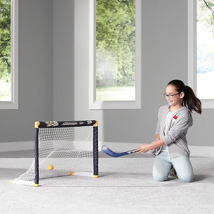 Franklin Sports NHL Mini Hockey Set - Kids Indoor Knee Hockey Goal, Ball, + 2 Stick Combo - Youth Team Indoor Toy Set - Official - Ages 3+