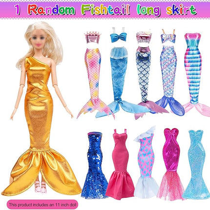 11.5 inch Doll and Doll Accessories - 101 Pcs Doll Closet Playest Including Shoes Rack,Dress,Shoes Hangers Accessories